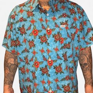DIXXON Mens 2X STAY GOLD party shirt Floral Button up